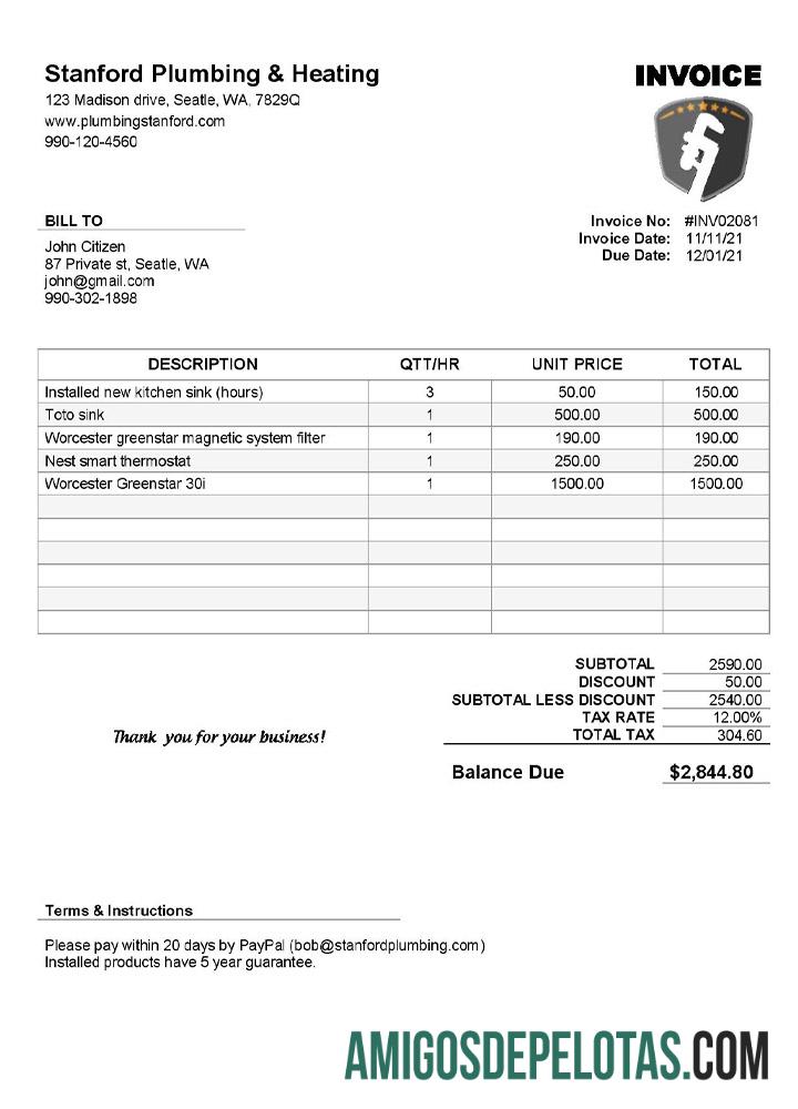Encanamento e aquecimento em Stanford nos EUA exemplo real